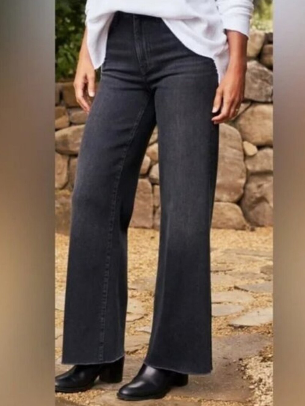 Frank And Eileen West Galway Wide Leg Raw Hem Jeans